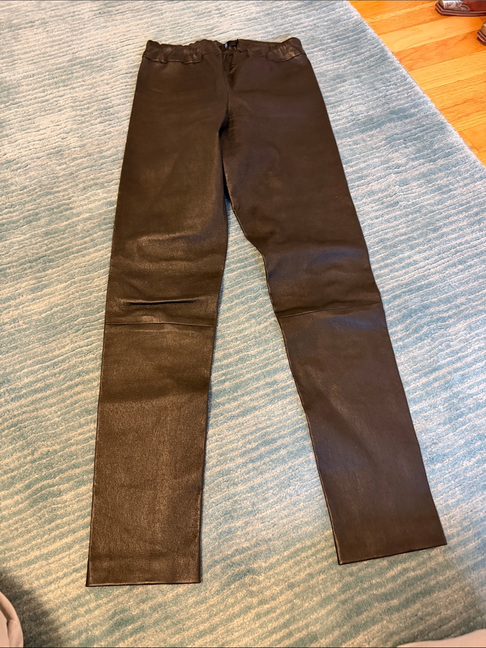 Women’s Black Straight-Leg Leather Jeans
